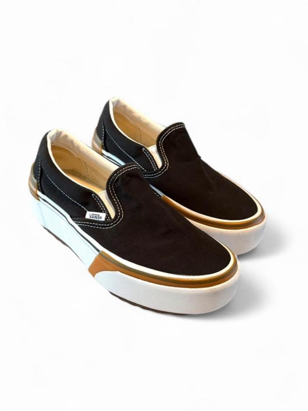 Vans Stacked Platform Slip-On Sneakers Women’s 7 HTF Black White Gum
